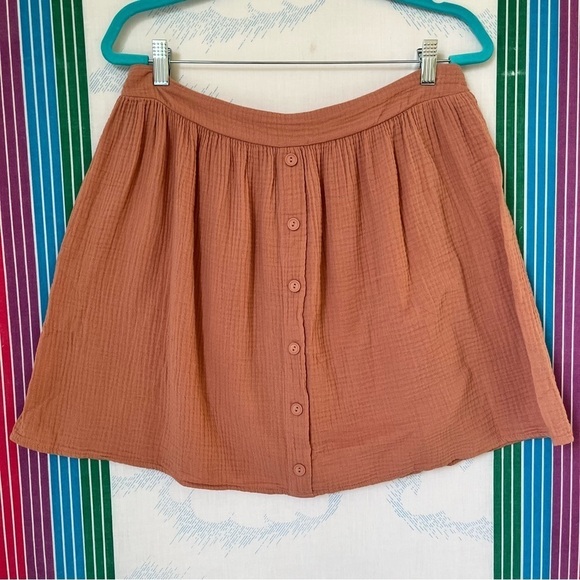AMADI cotton salmon pink mini skirt boho XL extra large NWT - Picture 1 of 6